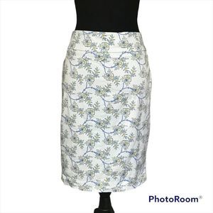 Ann Taylor Light Blue Floral Pencil Skirt